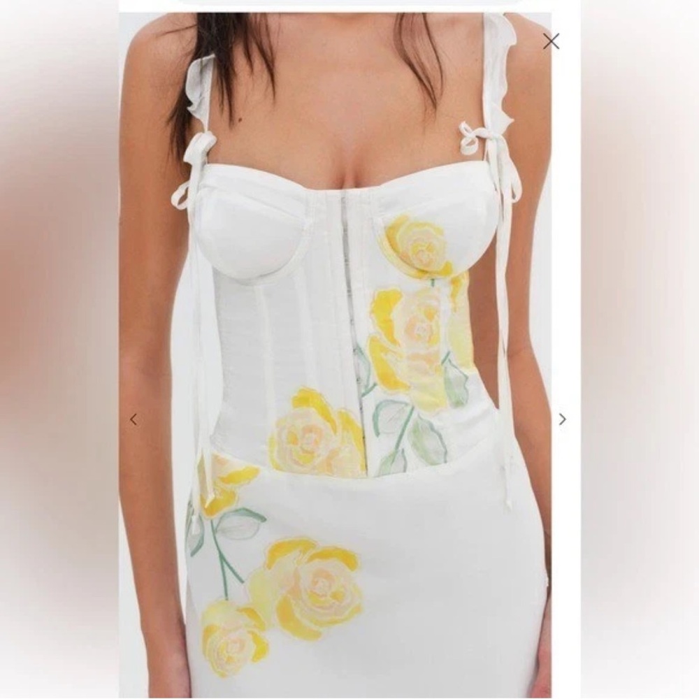 For Love & Lemons Millie Floral Corset Slip Maxi Dress NWT Size M